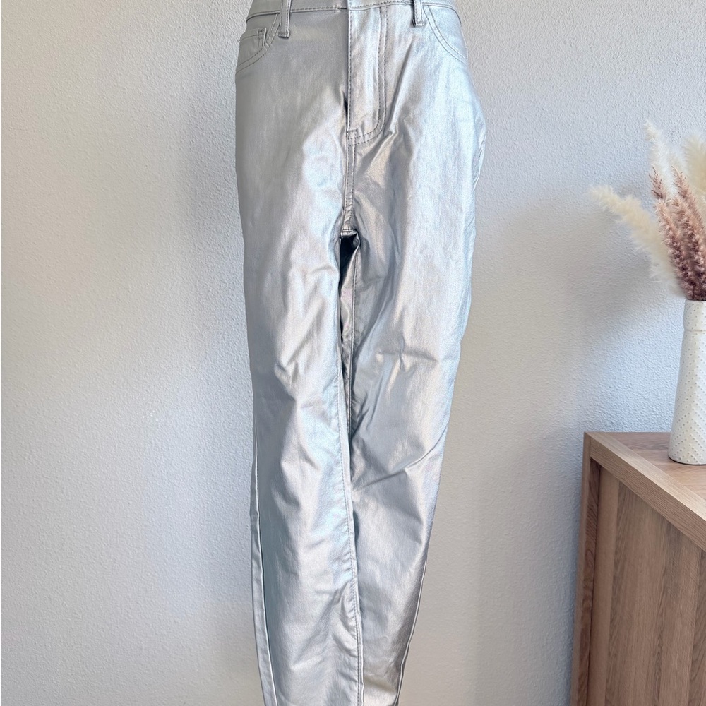 Silver Skinny Pants - Women's Metallic‎ Skinny Trousers
